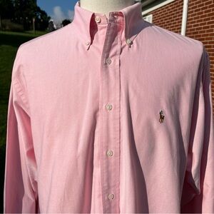 -Ralph Lauren "Yarmouth" Pink Button Down L/S Shirt Men's Size 16 1/2